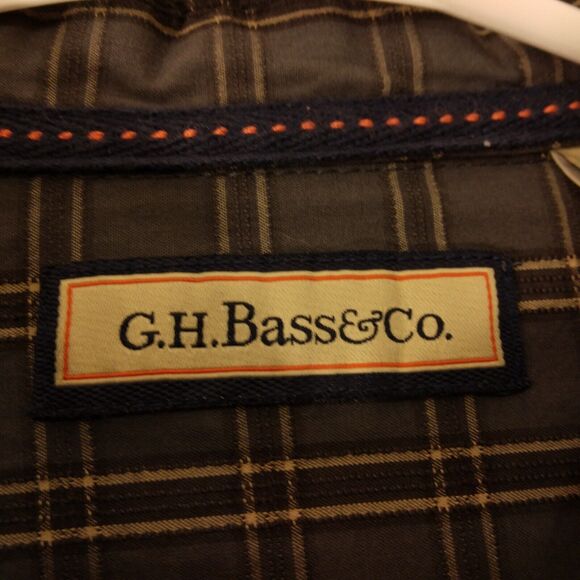 G.H. Bass & Co shirt mens L Large multicolor plaid river rock textures button - Picture 7 of 10